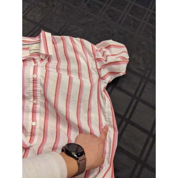 Womens J. Crew Relaxed Fit Pink Striped Button Down Shirt Size 2 Long Sleeve - Picture 8 of 8